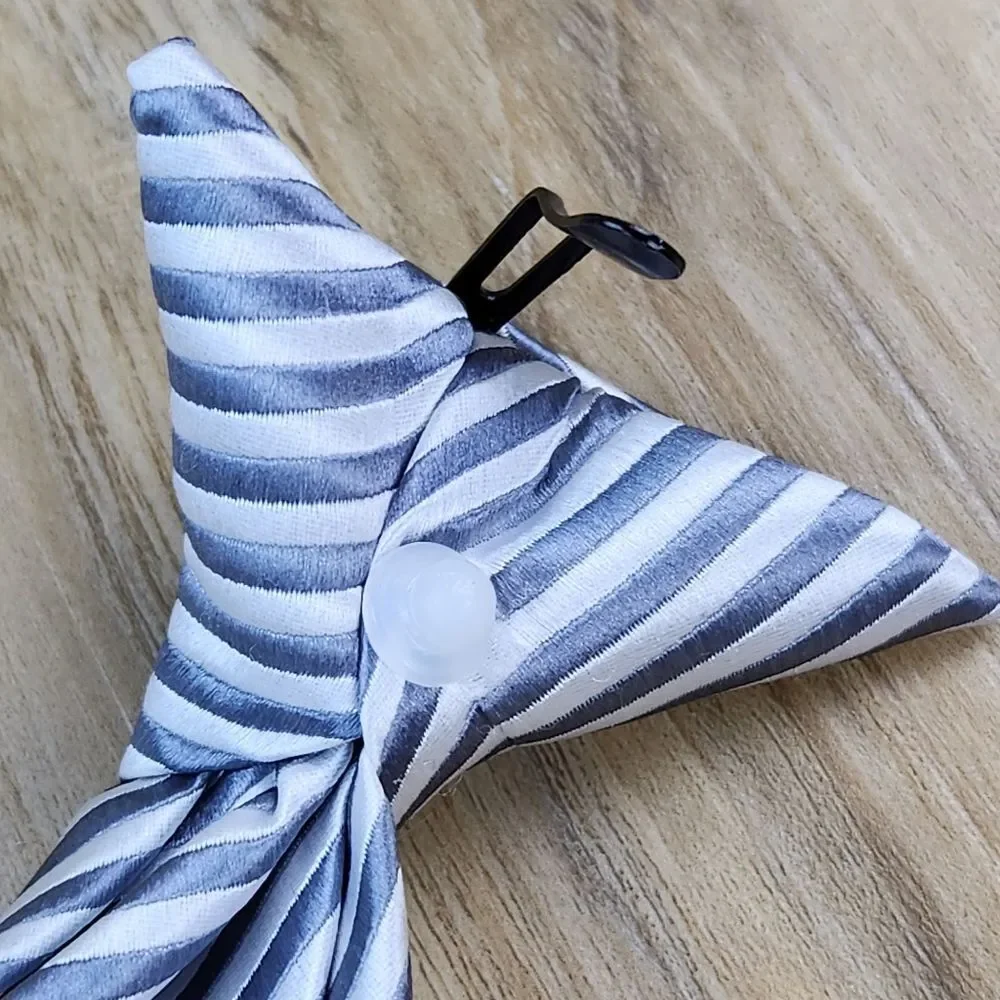💜Silver & Gray Striped Pre-Tied Clip-on Tie Youth Large 12/14